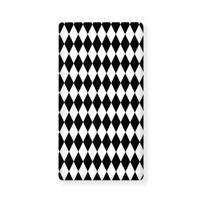Black And White Harlequin Pattern Print Baby Crib Sheet