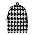 Black And White Harlequin Pattern Print School Backpack