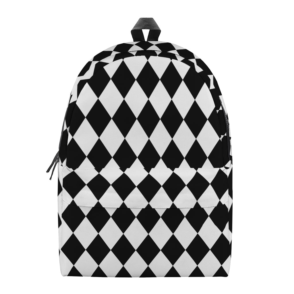 Black And White Harlequin Pattern Print Backpack