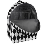 Black And White Harlequin Pattern Print Backpack