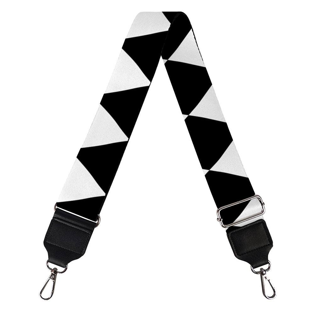 Black And White Harlequin Pattern Print Bag Strap