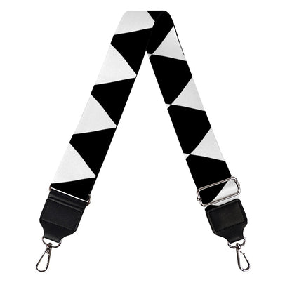Black And White Harlequin Pattern Print Bag Strap