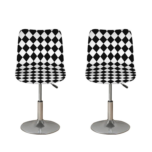 Black And White Harlequin Pattern Print Bar Stool Covers