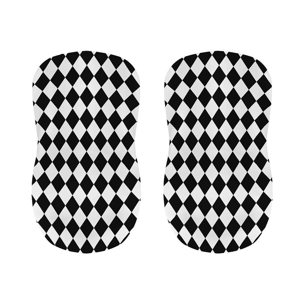 Black And White Harlequin Pattern Print Bar Stool Covers