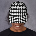 Black And White Harlequin Pattern Print Baseball Cap
