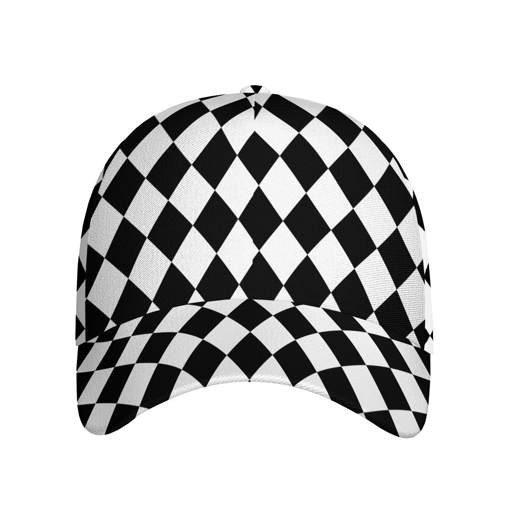 Black And White Harlequin Pattern Print Baseball Cap