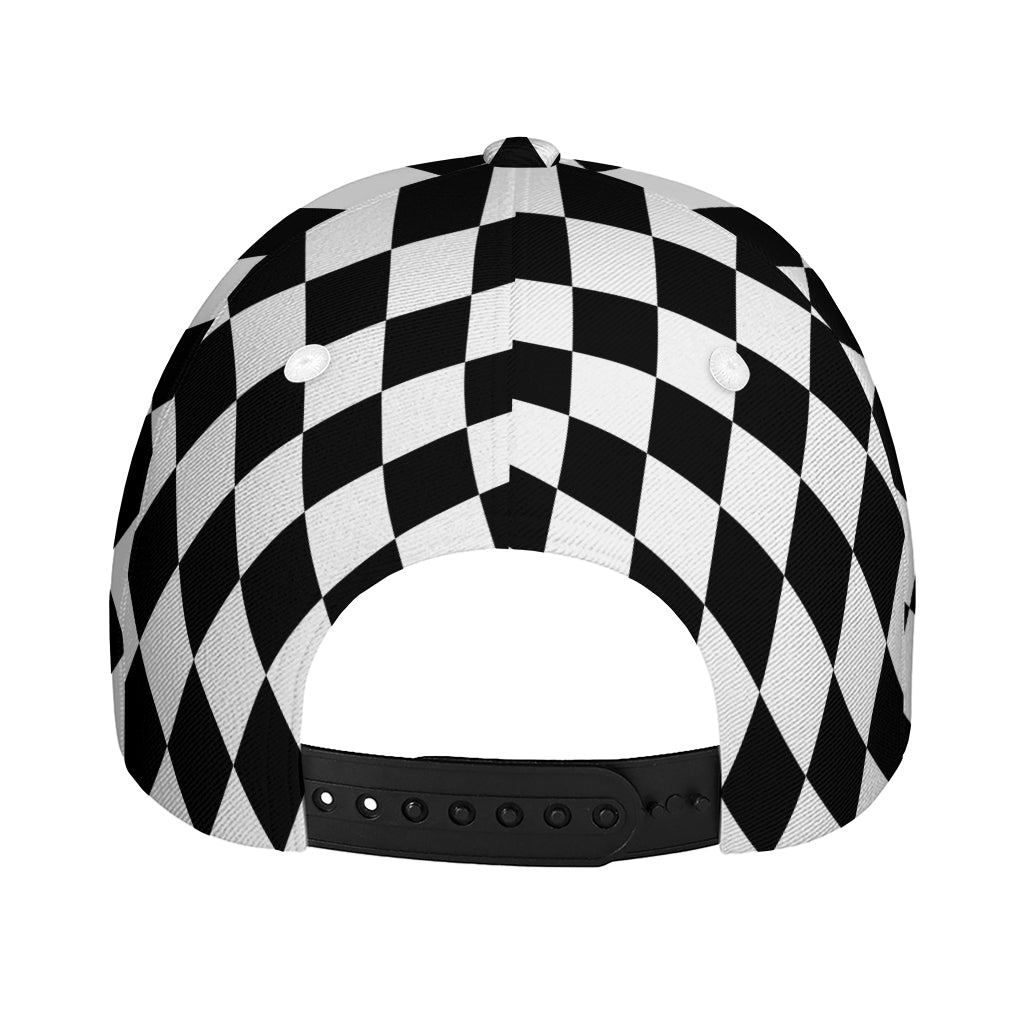 Black And White Harlequin Pattern Print Baseball Cap