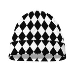 Black And White Harlequin Pattern Print Beanie
