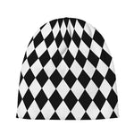 Black And White Harlequin Pattern Print Beanie