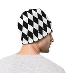 Black And White Harlequin Pattern Print Beanie