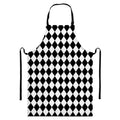 Black And White Harlequin Pattern Print Bib Apron With Pocket