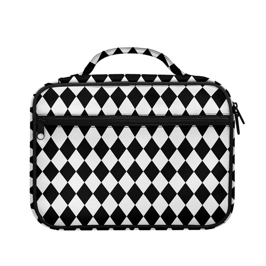 Black And White Harlequin Pattern Print Briefcase Bible Bag