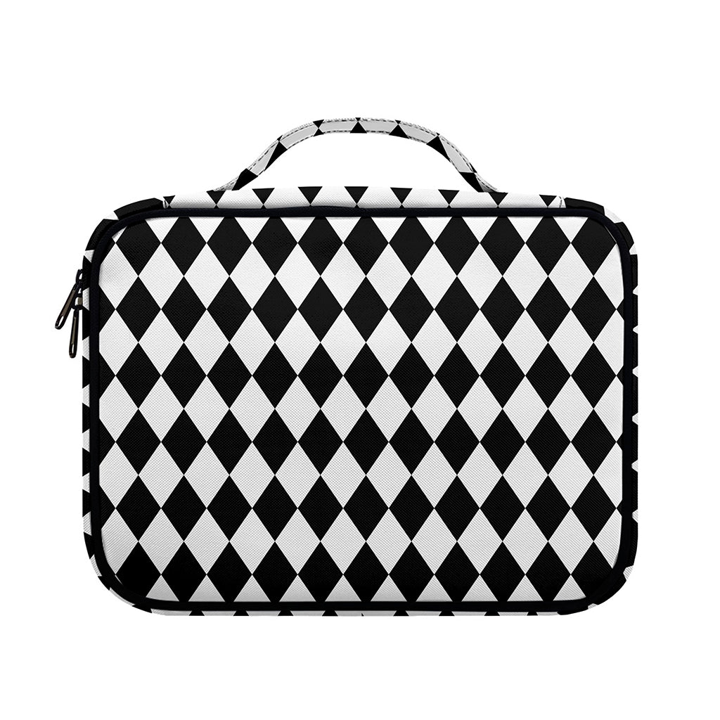 Black And White Harlequin Pattern Print Briefcase Bible Bag