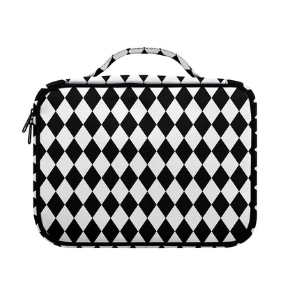 Black And White Harlequin Pattern Print Briefcase Bible Bag
