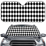 Black And White Harlequin Pattern Print Car Windshield Sun Shade