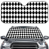 Black And White Harlequin Pattern Print Car Windshield Sun Shade