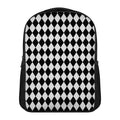 Black And White Harlequin Pattern Print Casual Backpack