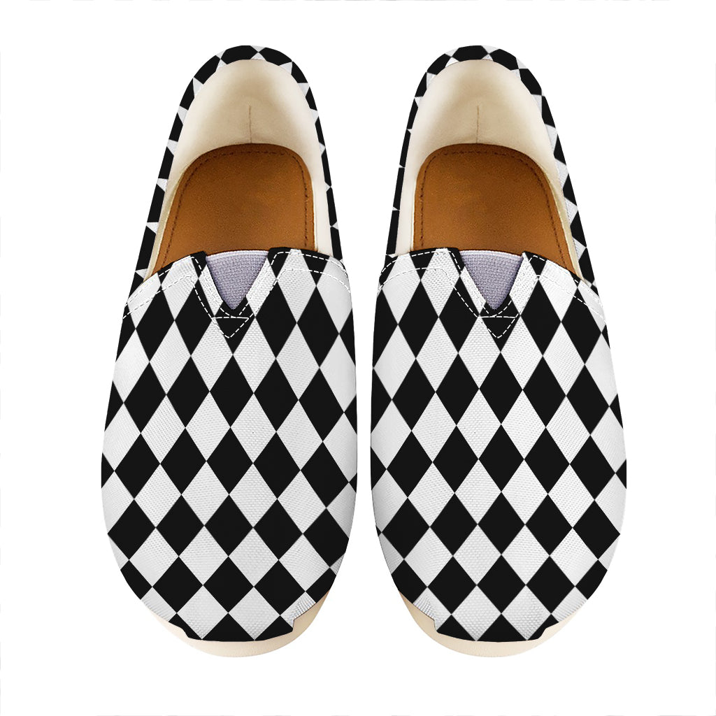 Black And White Harlequin Pattern Print Casual Shoes