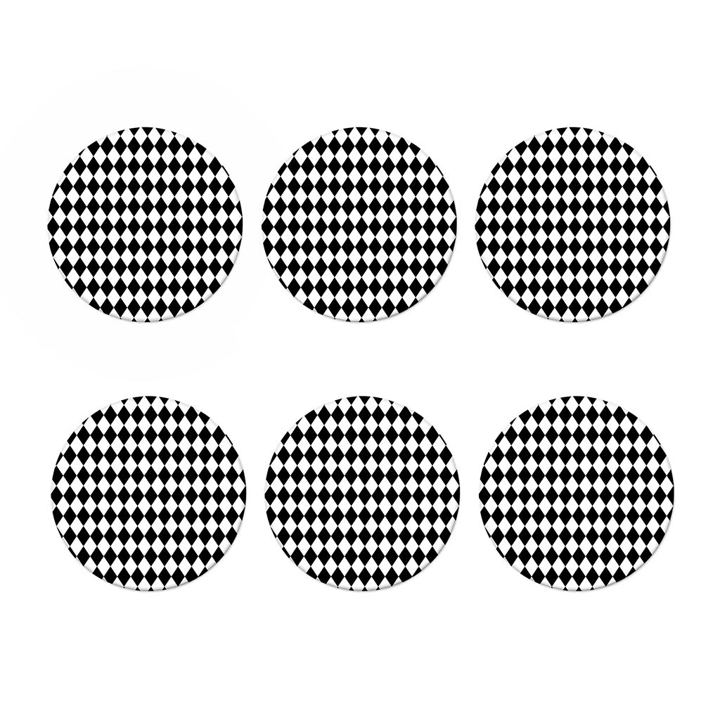 Black And White Harlequin Pattern Print Coaster Set