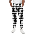 Black And White Harlequin Pattern Print Cotton Sweatpants