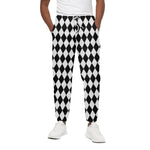 Black And White Harlequin Pattern Print Cotton Pants