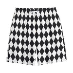 Black And White Harlequin Pattern Print Cotton Shorts