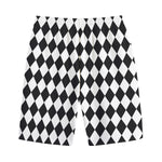 Black And White Harlequin Pattern Print Cotton Shorts