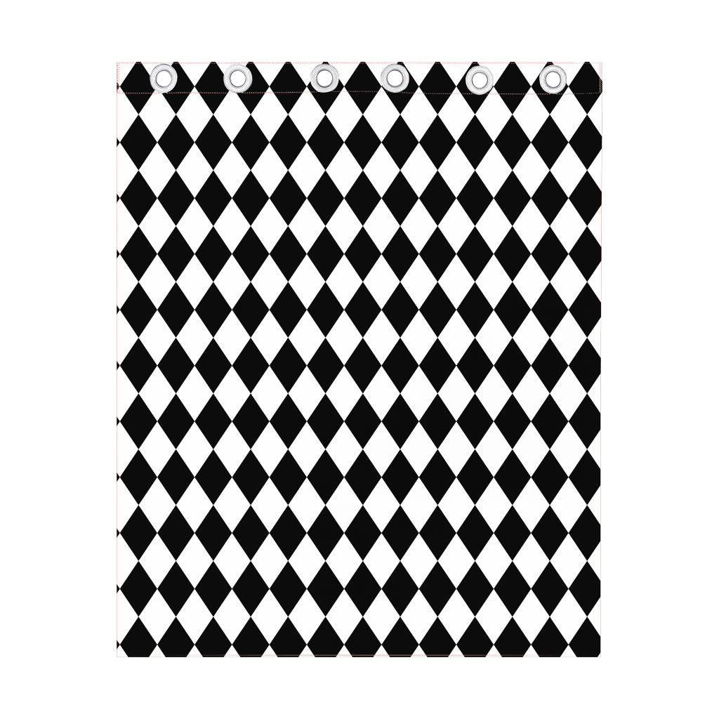 Black And White Harlequin Pattern Print Curtain