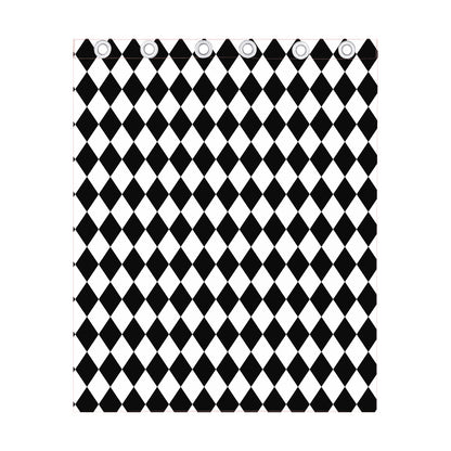Black And White Harlequin Pattern Print Curtain