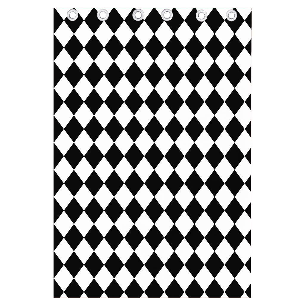 Black And White Harlequin Pattern Print Curtain