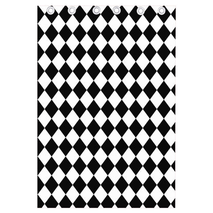 Black And White Harlequin Pattern Print Curtain
