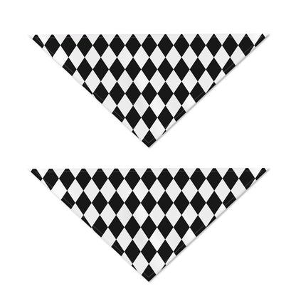 Black And White Harlequin Pattern Print Dog Bandana