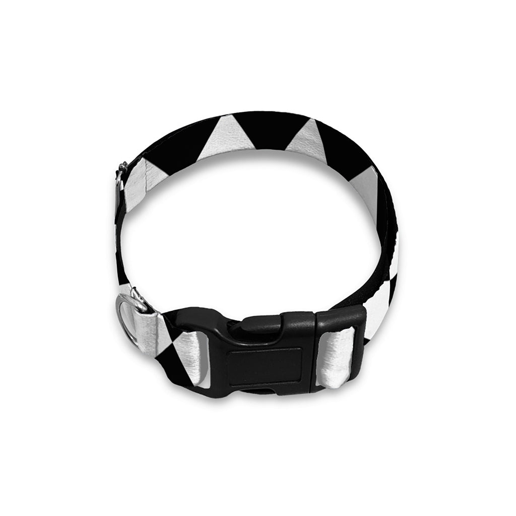 Black And White Harlequin Pattern Print Dog Collar