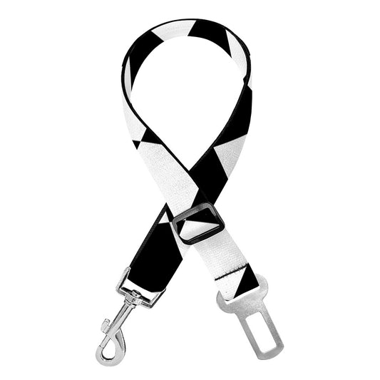 Black And White Harlequin Pattern Print Dog Seat Belt