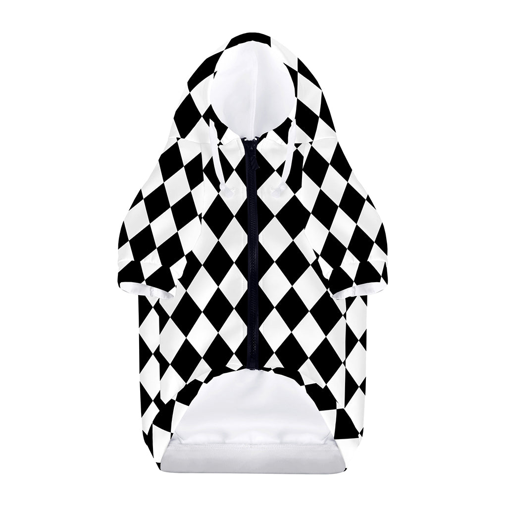 Black And White Harlequin Pattern Print Dog Zip Up Hoodie