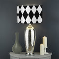Black And White Harlequin Pattern Print Drum Lamp Shade