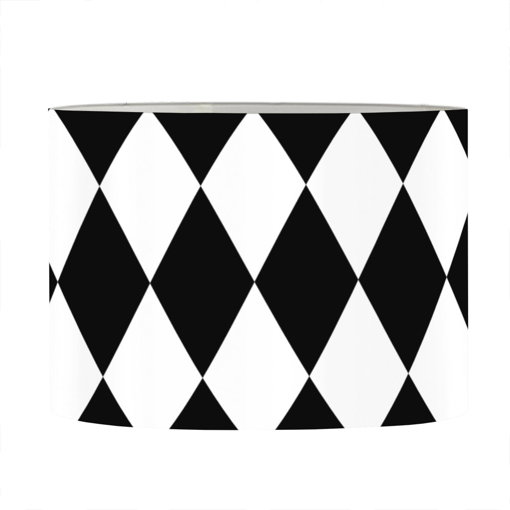 Black And White Harlequin Pattern Print Drum Lamp Shade
