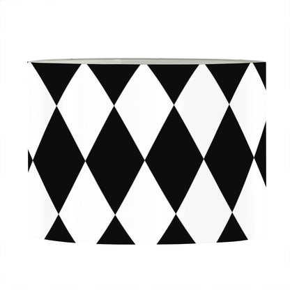 Black And White Harlequin Pattern Print Drum Lamp Shade