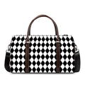 Black And White Harlequin Pattern Print Duffel Bag