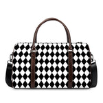 Black And White Harlequin Pattern Print Duffle Bag