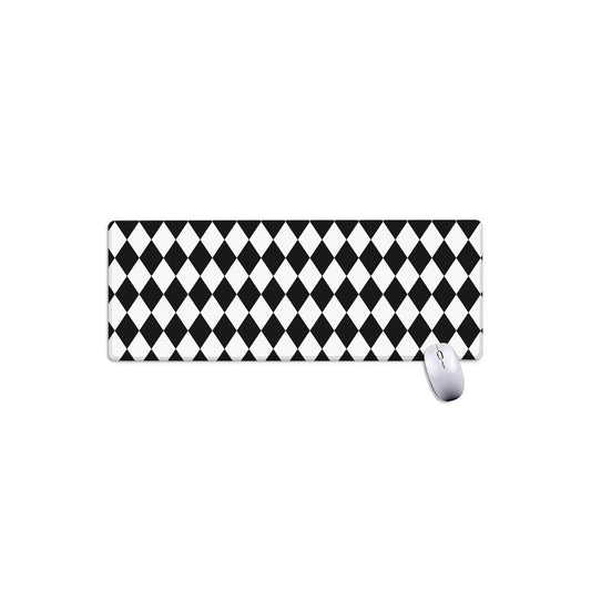 Black And White Harlequin Pattern Print Extended Mouse Pad