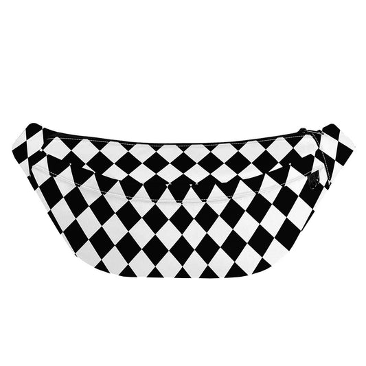 Black And White Harlequin Pattern Print Fanny Pack