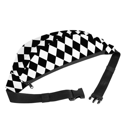 Black And White Harlequin Pattern Print Fanny Pack