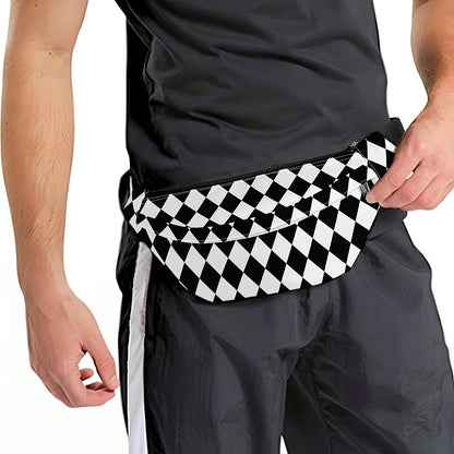 Black And White Harlequin Pattern Print Fanny Pack