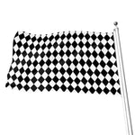 Black And White Harlequin Pattern Print Flag