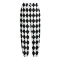 Black And White Harlequin Pattern Print Fleece Lined Knit Pants