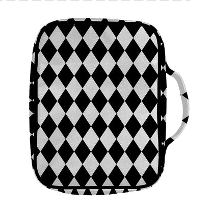 Black And White Harlequin Pattern Print Front Pocket Bible Bag