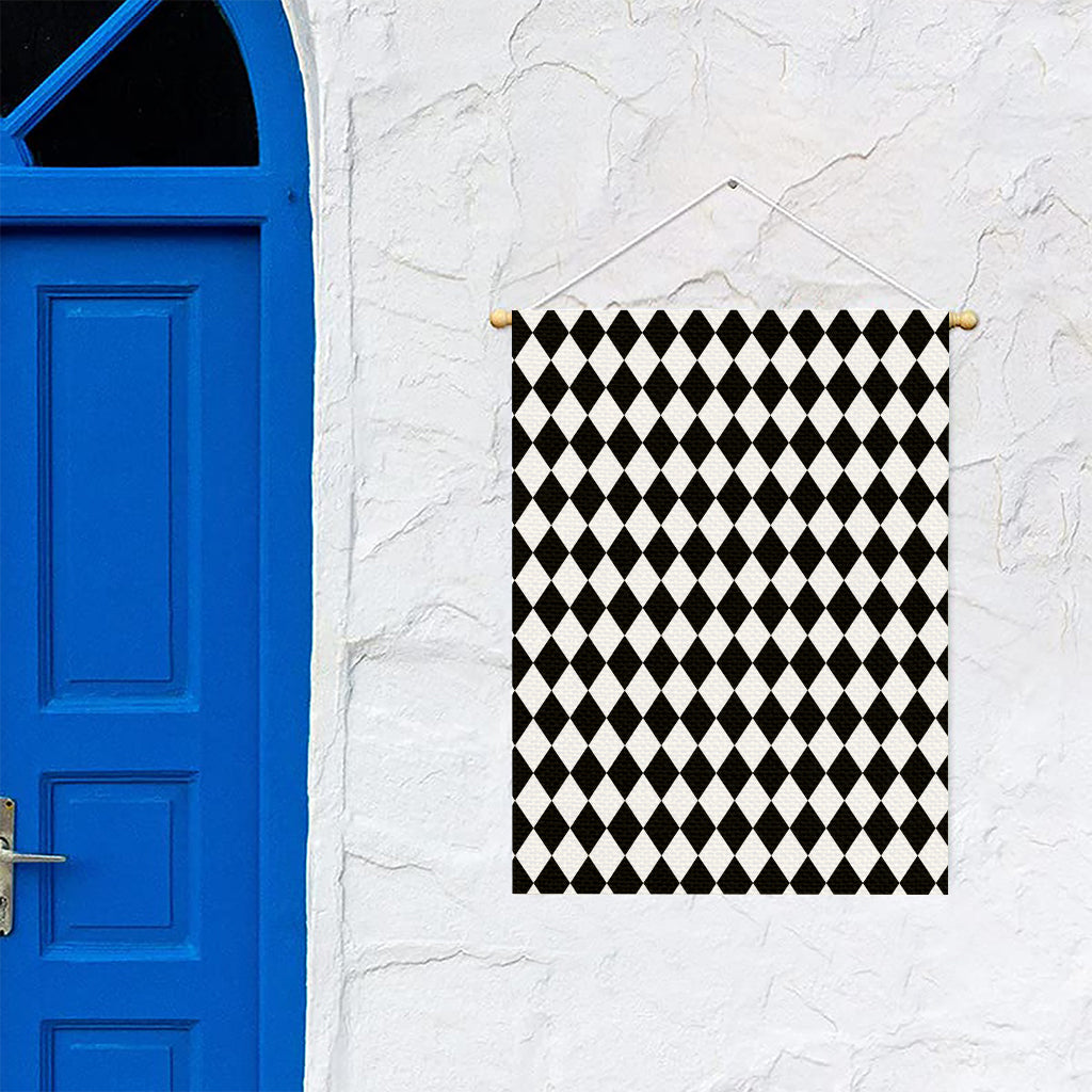 Black And White Harlequin Pattern Print Garden Flag