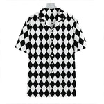 Black And White Harlequin Pattern Print Hawaiian Shirt