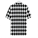 Black And White Harlequin Pattern Print Hawaiian Shirt